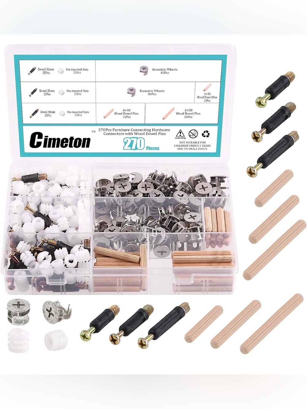 120Pcs Furniture Connecting Hardware Connectors Assortment Kit